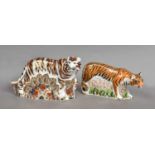 Two Royal Crown Derby paperweights, 'Bengal Tiger', gold stopper and 'Sumatran Tigress', gold