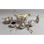 A Collection of Assorted Silver, including: a tea-strainer on stand, by Adie Brothers, Birmingham; a