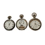A silver Hebdomas 8-day pocket watch, nickel-plated pocket watch signed Jackson & Mylius Victoria,