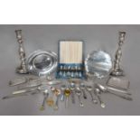 A Collection of Assorted Silver and Silver Plate, the silver including: a pair of German silver