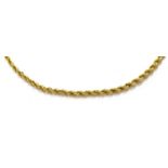 An 18 carat gold rope twist chain, length 41.5cmGross weight 12.4 grams.