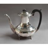 A Three-Piece George VI Silver Tea-Service, by Viner's Ltd., Sheffield, 1946, each piece fluted