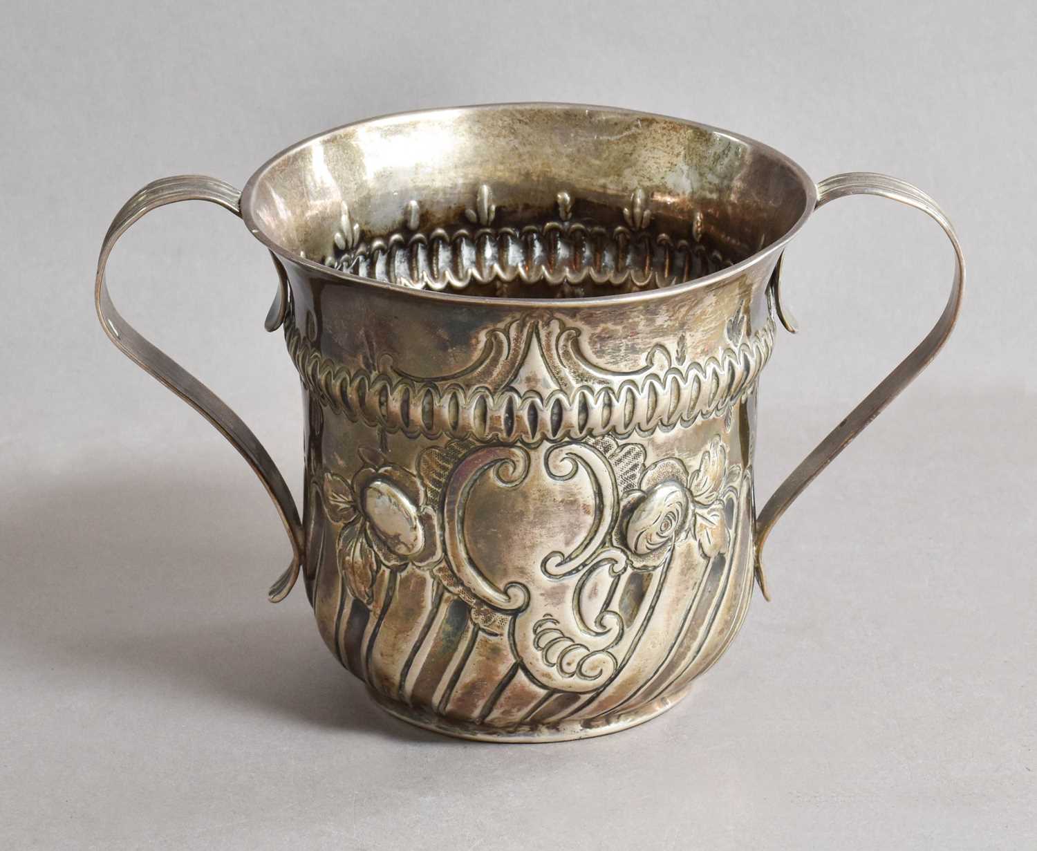 A George III Silver Porringer, Maker's Mark Poorly Struck, London, 1764, tapering cylindrical, the