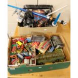 Boxed and Unboxed Die Cast vehicles and Starwars items in two boxes