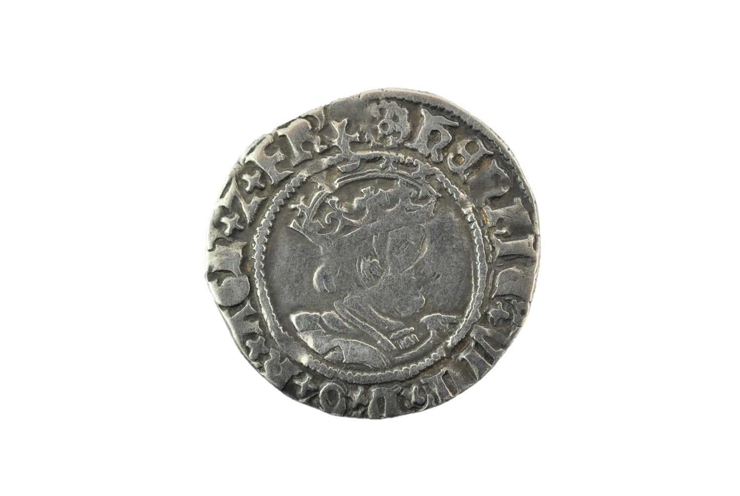 Henry VIII, Halfgroat 1533-1544, Second Coinage, Canterbury Mint, Archbishop Cranmer, mm Catherine