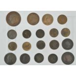 ♦12 x Victoria, Copper & Bronze Coins comprising: penny 1841 Young Head, ornamental trident, no