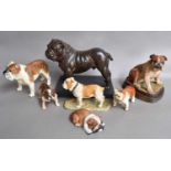 A collection of Bulldog models, including: Royal Doulton and Beswick CH Basford British Mascot,