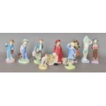 Nine Royal Doulton figures, 'Bonnie Lassie', 'Sea Shore' HN2063, 'Pearly Boy' HN2035, 'Pearly