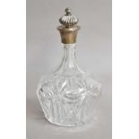 A cut glass silver topped decanter by Barker Brothers Silver Ltd, Birmingham, 1964 (associated