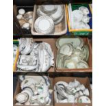 Seven boxes of assorted ceramics, mainly dinner and tea services, including: Royal Doulton