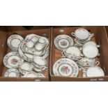 A Copeland Spode Chinese Rose part dinner service (two boxes)Square serving dish, cracked, dinner