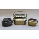 A Japanese Meiji period hand warmer and two small child's hand warmers (3)