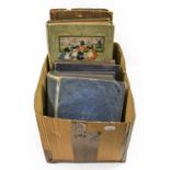 A box containing five period albums of postcards, both British and overseas with a plethora of