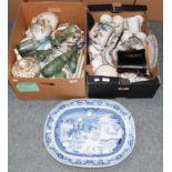 18th century and later ceramics and glass, including: Newhall part teaset, pearlware meat plate,