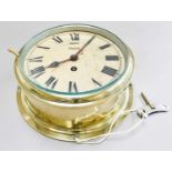 A brass bulk head ships centre seconds clock, signed Smiths, Astral, 26cm diameter