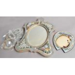 Micro mosaic mirror, photograph frame and sparesThe main strut mirror is 44cm by 30cm. Horseshoe