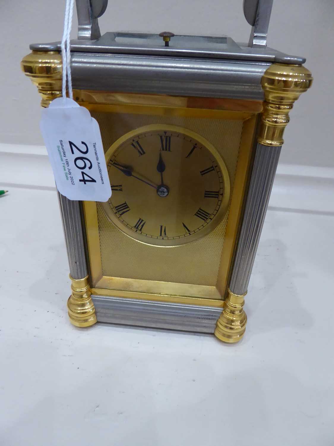 A brass and silver gilt striking and repeating carriage clock, signed Drocourt, circa 1890, carrying - Image 7 of 12