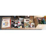 Eleven boxes of collectables including cigarette cards in many small albums and loose, worldwide