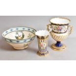 A Royal Crown Derby vase (a/f), Copeland vase and a Royal Worcester bowl (3)Royal Crown Derby