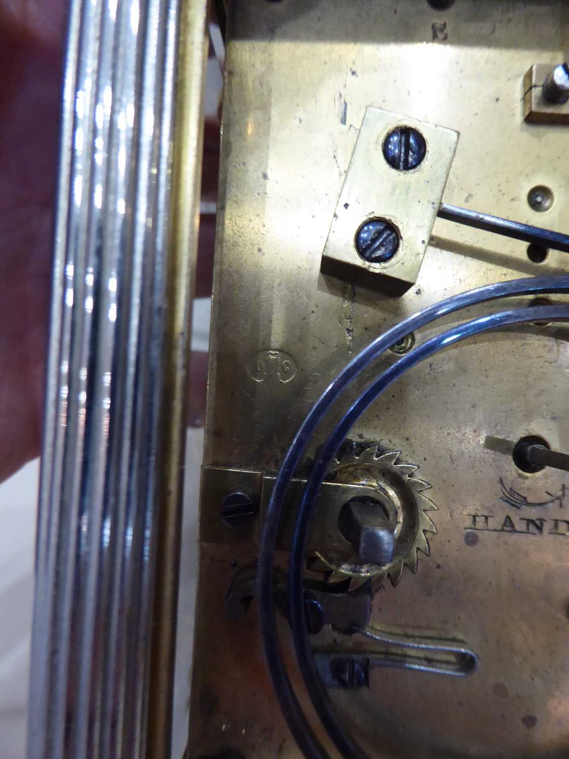 A brass and silver gilt striking and repeating carriage clock, signed Drocourt, circa 1890, carrying - Image 10 of 12