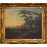 British School (19th century) Cattle and goat grazing before a country cottage Oil on canvas, 62cm