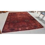 Indo Persian rug, the raspberry field with a central medallion surrounded by conforming narrow
