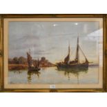 Walter Stuart Lloyd (1845-1929) Boats in Wells, Norfolk Signed and inscribed, watercolour, 68cm by