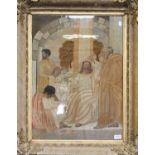 A 19th century silk work picture, religious, in gilt frame