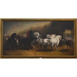 After Rosa Bonheur (1822-1899) French "The Horse Fair" Oil on canvas, 66.5cm by 138cm