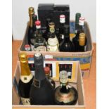 Eighteen bottles of mixed drinks, including: Champagne, Ouzo, Pimms, Port, Creme De Menthe,