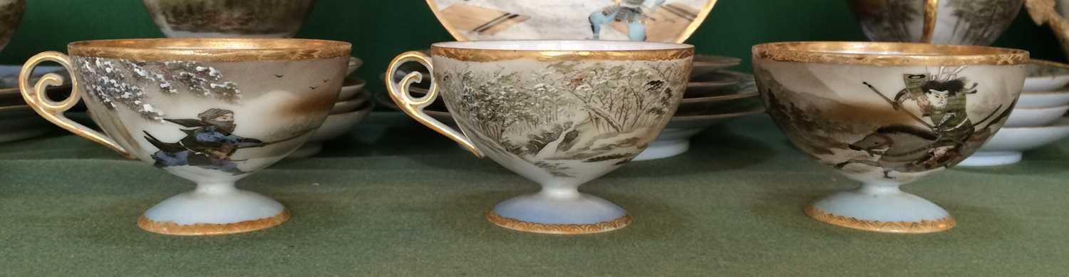 A Kutani Porcelain Teapot and Cover, circa 1900, of ovoid form, painted, printed and gilt with a - Image 58 of 64