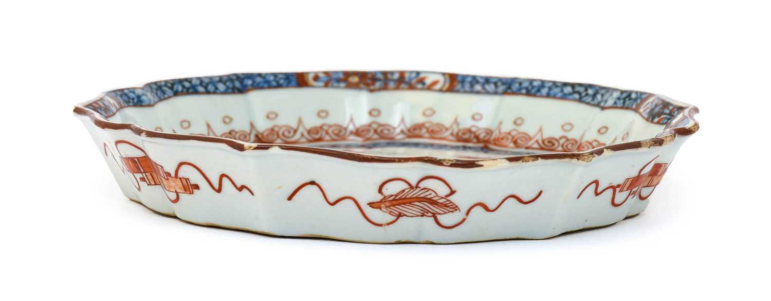 A Dutch-Decorated Chinese Porcelain Dish, Qianlong, of silver shape, painted in enamels and - Image 2 of 6