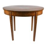 An Edwardian Satinwood Occasional Table, the oval top centred by a painted medallion depicting two