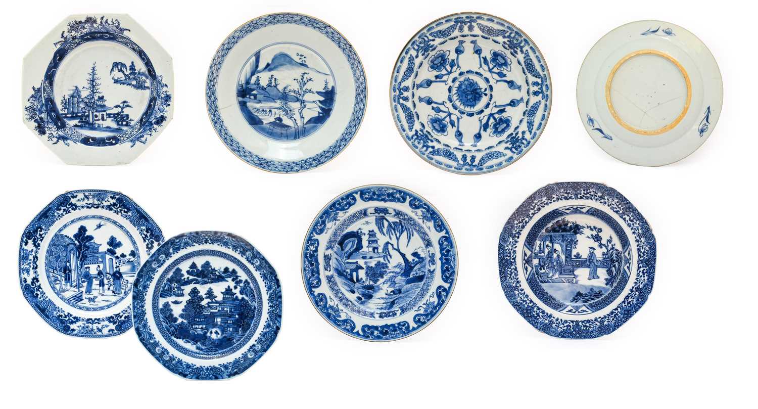 A Chinese Porcelain Plate, Qianlong, of octagonal form, painted in underglaze blue probably after an