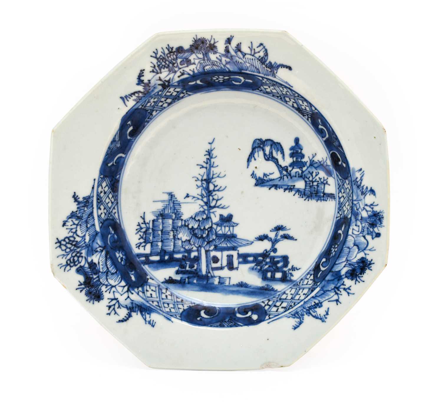 A Chinese Porcelain Plate, Qianlong, of octagonal form, painted in underglaze blue probably after an - Image 6 of 22