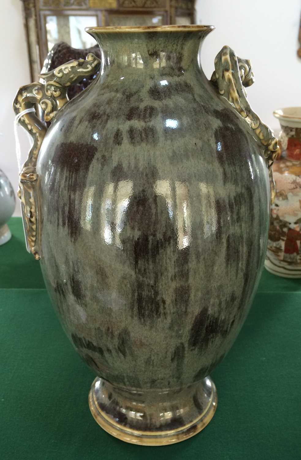 A Japanese Porcelain Vase, Meiji period, of baluster form with flared neck, the shoulders applied - Image 5 of 7