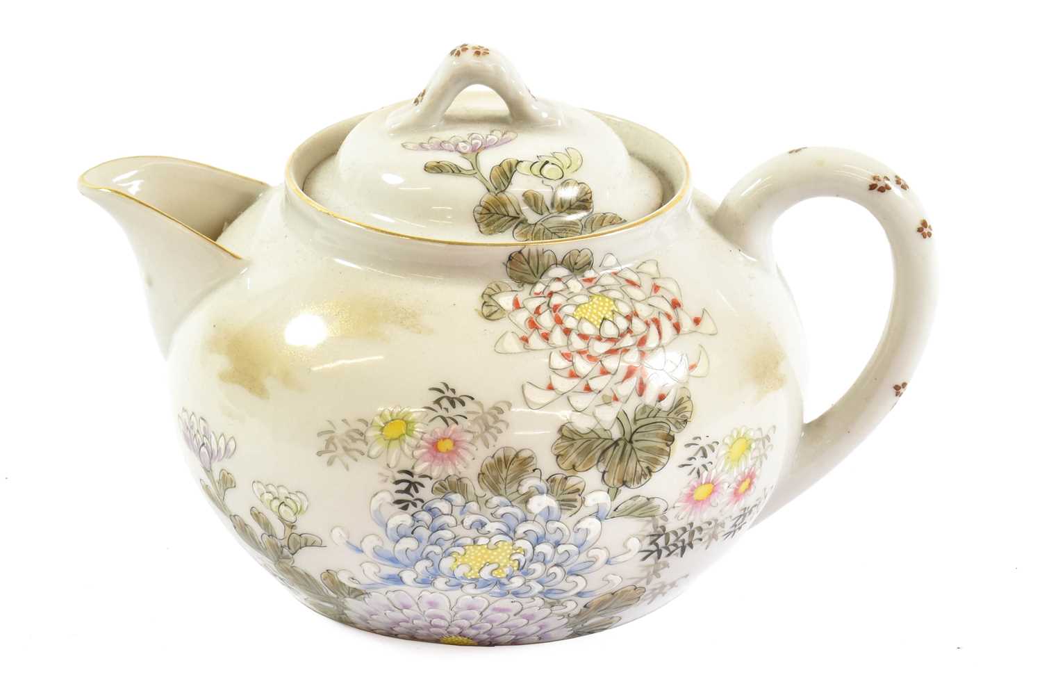A Kutani Porcelain Teapot and Cover, circa 1900, of ovoid form, painted, printed and gilt with a - Image 2 of 64