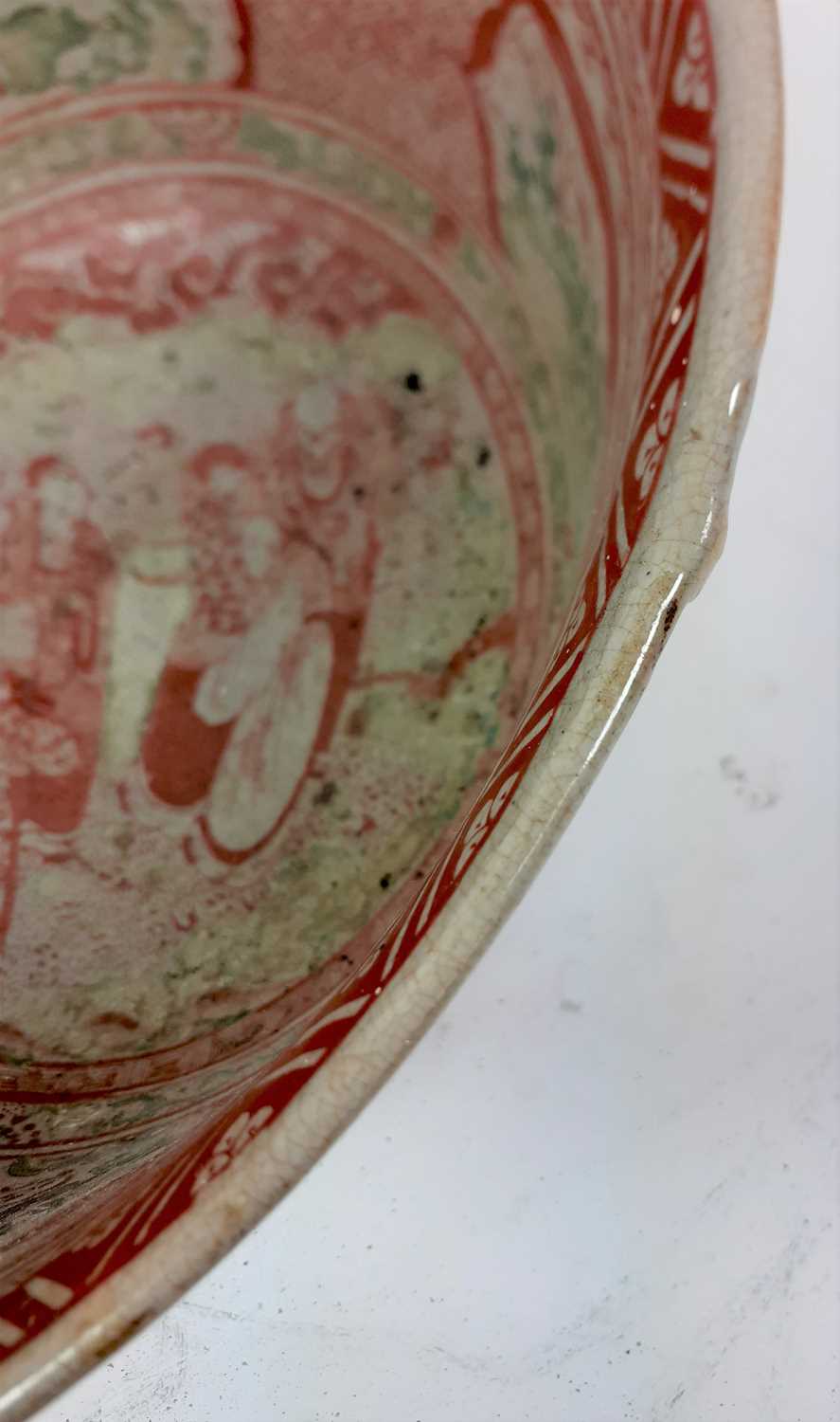 A Zhangzhou Ware Bowl, in 17th century style, painted in red and green with figures in landscape and - Image 4 of 20