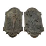 A Pair of Boid Durci Plaques, 2nd half 19th century, moulded with Neptune holding a trident, a