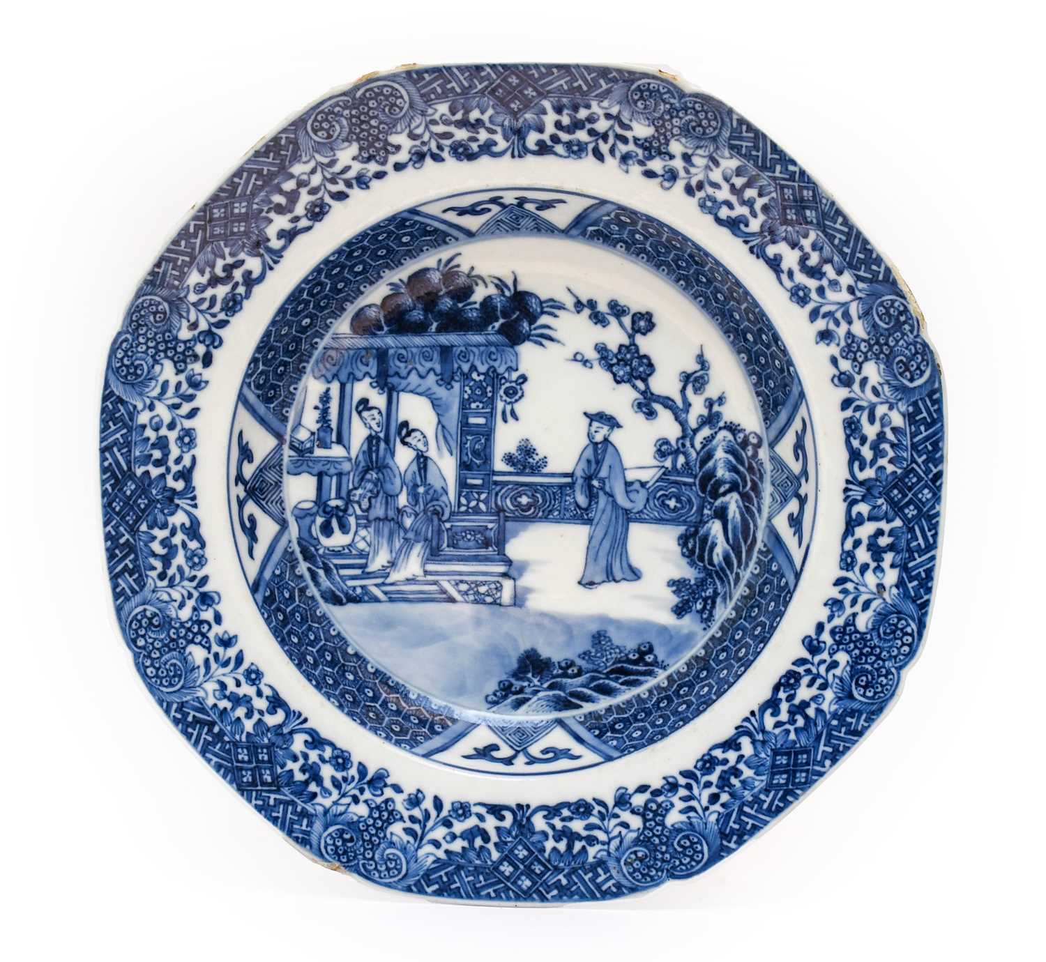 A Chinese Porcelain Plate, Qianlong, of octagonal form, painted in underglaze blue probably after an - Image 5 of 22