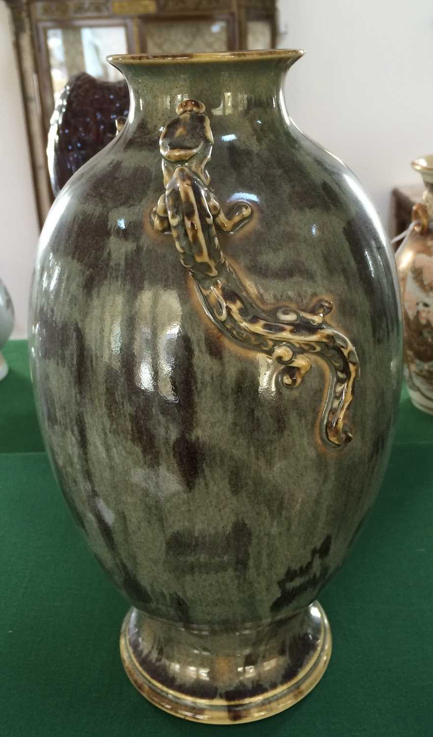 A Japanese Porcelain Vase, Meiji period, of baluster form with flared neck, the shoulders applied - Image 3 of 7