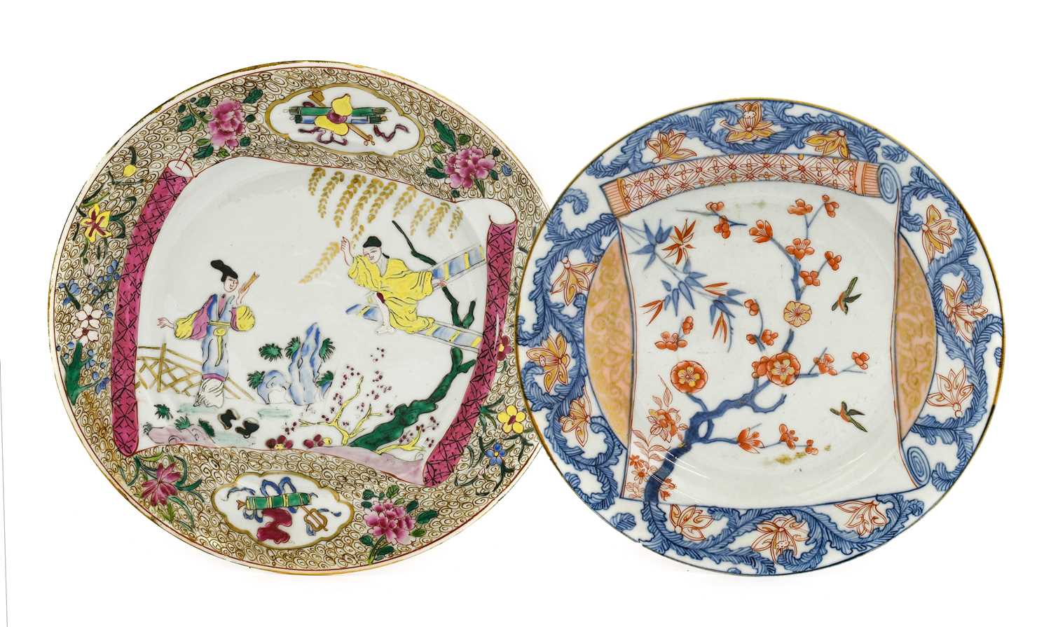 A Samson of Paris Porcelain Plate, late 19th century, painted in Chinese famille rose style with