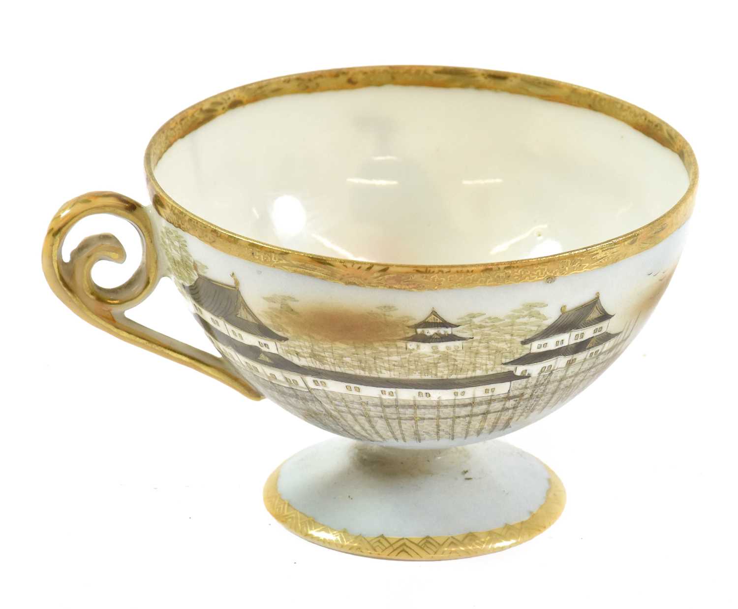 A Kutani Porcelain Teapot and Cover, circa 1900, of ovoid form, painted, printed and gilt with a - Image 16 of 64