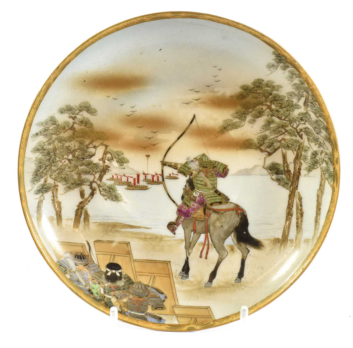 A Kutani Porcelain Teapot and Cover, circa 1900, of ovoid form, painted, printed and gilt with a - Image 8 of 64