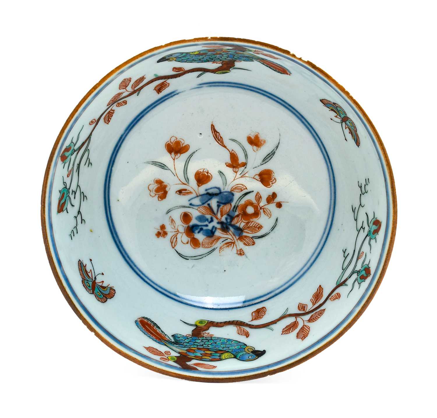 A Dutch-Decorated Chinese Porcelain Bowl, 1st half 18th century, the interior painted with a - Image 7 of 7