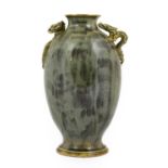A Japanese Porcelain Vase, Meiji period, of baluster form with flared neck, the shoulders applied