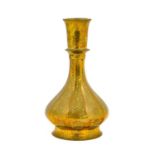 A Persian Copper Alloy Bottle Vase, 19th century, of panelled pear form with flared mouth and