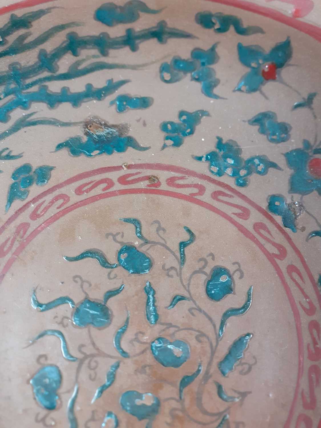 A Zhangzhou Ware Bowl, in 17th century style, painted in red and green with figures in landscape and - Image 12 of 20