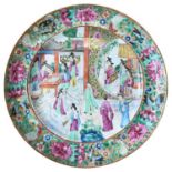 A Chinese Canton Decorated Persian-Market Plate, circa 1855, typically painted in famille rose
