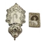 A Continental Silver Holy Water Stoop, mid 18th century, with repoussé scroll and wheatsheaf